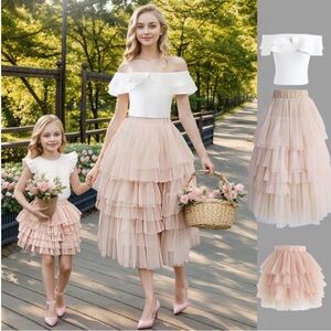 Love Me More Layered Tulle Skirt in Nude Pink